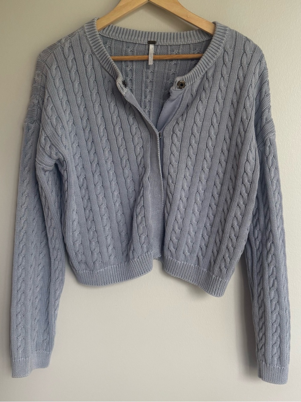 NWOT YFB Cable-Knit Cardigan Sweater in Light Blue